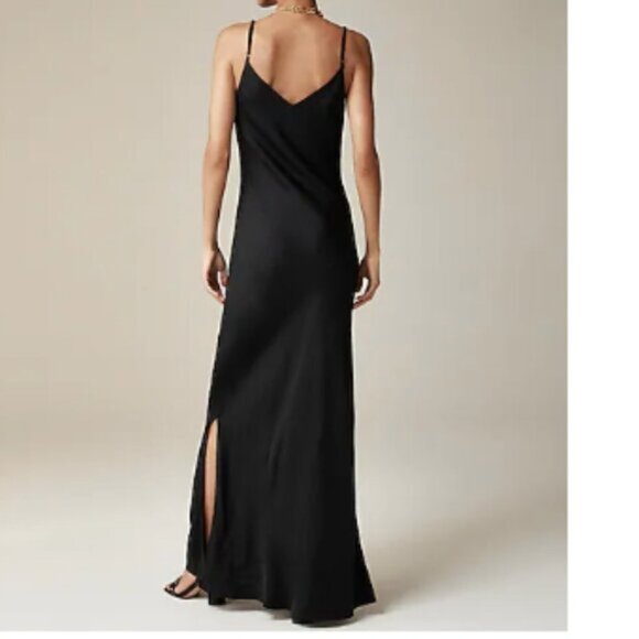 J. CREW V-Neck Maxi Slip Dress in Cupro-Blend Crepe 2 Black NWT - Picture 4 of 6